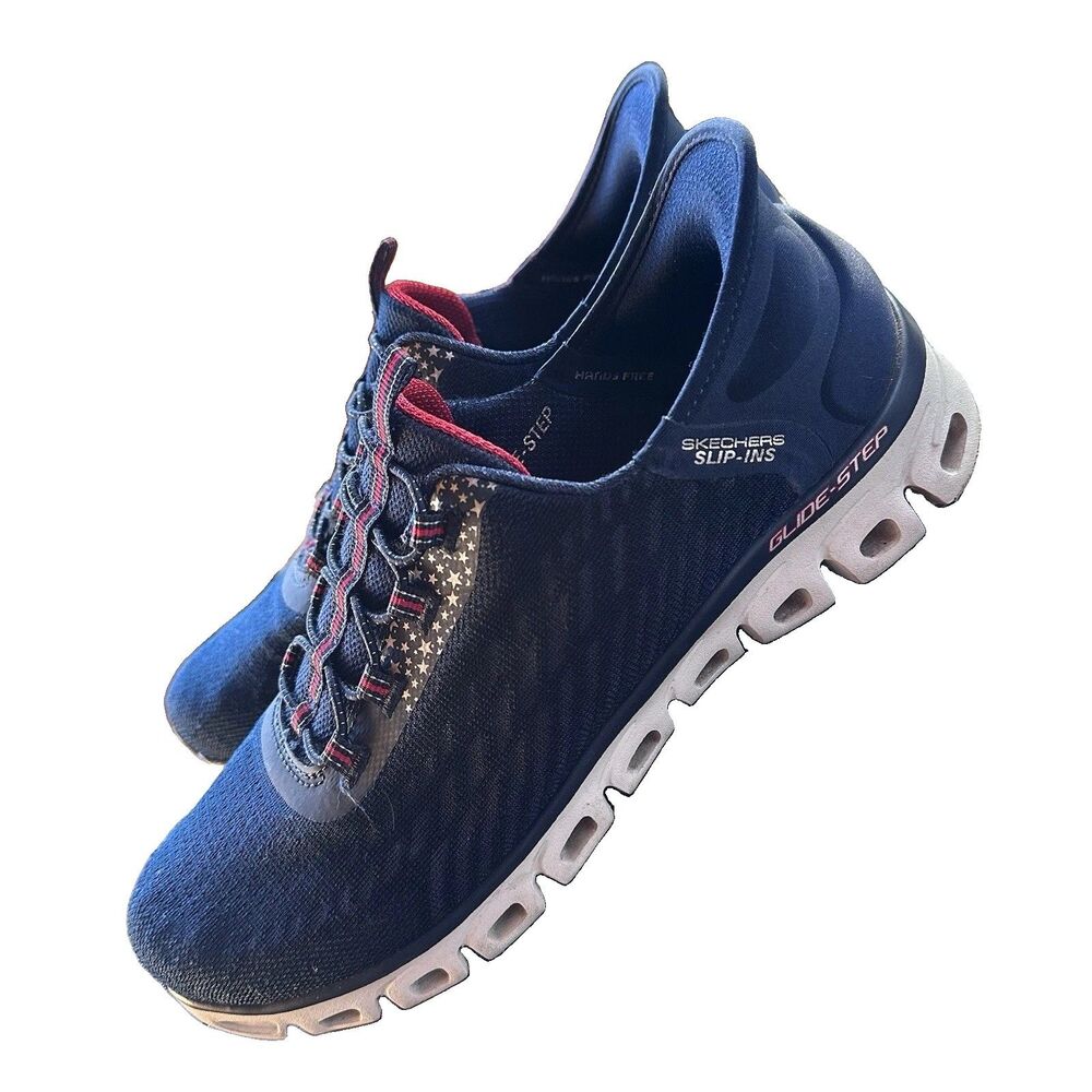 Skechers Hands Free Slip-ins Glide-Step Women’s 8 Navy Red